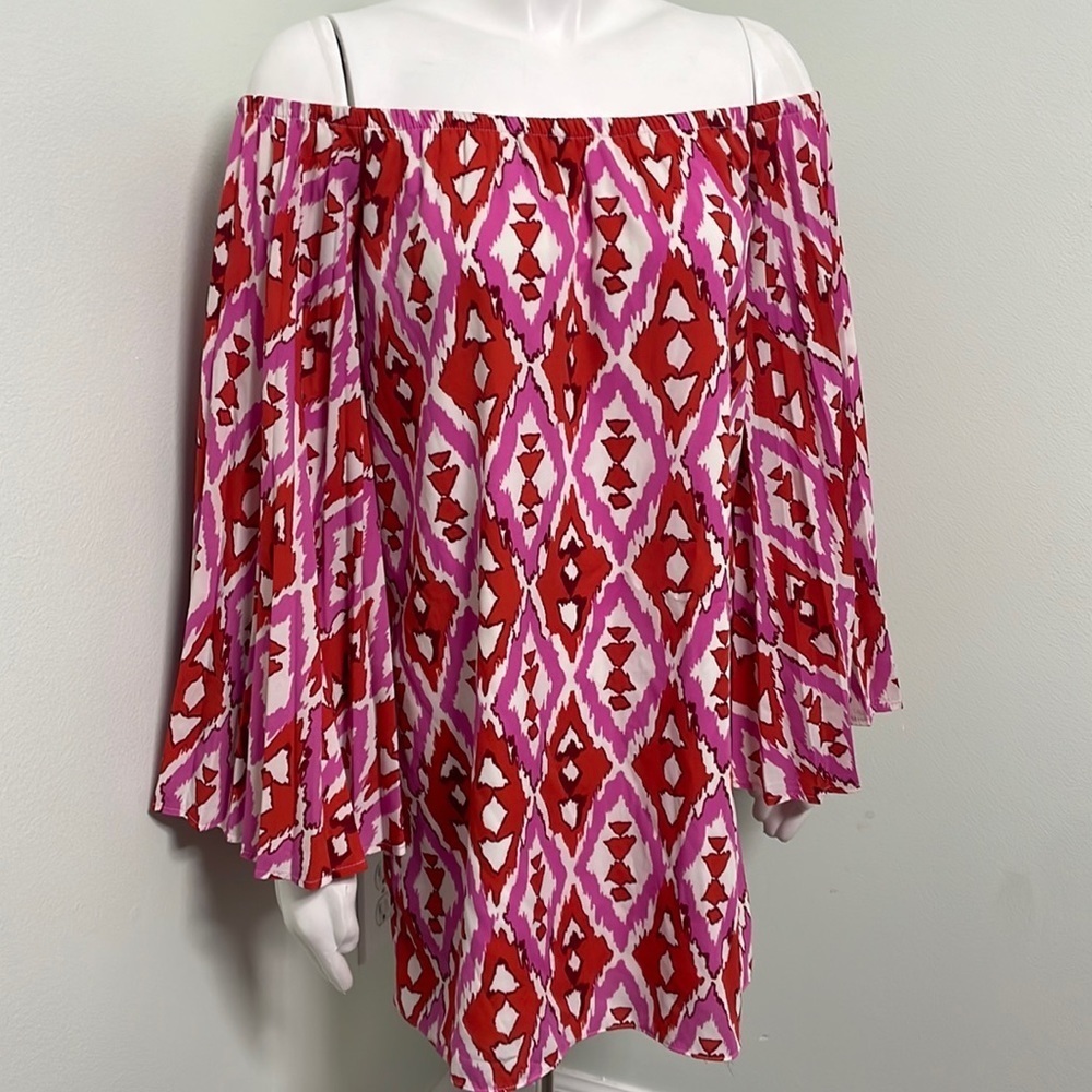Voom By Joy Han Off The Shoulder Ikat Pink Mini Dress